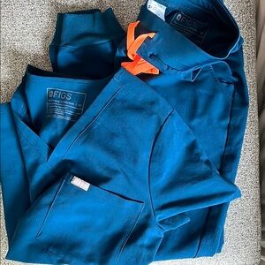 Figs Women's Scrub Set in Blue and Orange